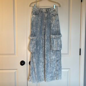 Women’s Striped Denim Cargo Pants